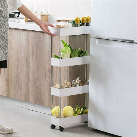 narrow rolling kitchen cabinet steel|narrow storage shelves on wheels.